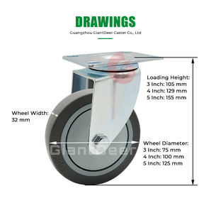 Hochwertige mittelschwere obere Platte drehbare graue Lenkräder Küche 3 Zoll <span class=keywords><strong>4</strong></span> Zoll 5 Zoll - Product Image 2