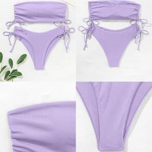 ชุดว่ายน้ำรัดรูปคุณภาพสูงแบบปรับได้ เอวสูง บิกินี่เซ็กซี่สำหรับผู้หญิง ชุดบิกินี่แบบผูกเชือก ชุดชายหาด - Product Image 4