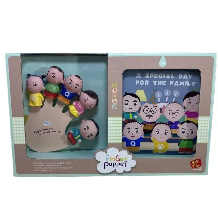 Cartoon family members 5 finger doll stories bath book Set for infants and toddlers interactive storytelling soft glue toys