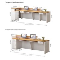 Bureau de réception carré en bois haut de gamme avec armoire de rangement LED, mobilier élégant pour bureau, immeuble commercial, salon de beauté, comptoir d'accueil