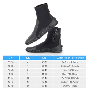 Botas de Buceo de Neopreno con Cremallera, Suela de Goma Antideslizante, Resistentes a Pinchazos, Zapatos de Agua para Buceo y Snorkel con Cremallera YKK - Product Image 6