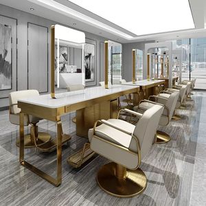 Coiffeuse Murale avec Miroir <span class=keywords><strong>pour</strong></span> <span class=keywords><strong>Salon</strong></span> <span class=keywords><strong>de</strong></span> <span class=keywords><strong>Coiffure</strong></span> Femme, Miroir <span class=keywords><strong>de</strong></span> <span class=keywords><strong>Salon</strong></span> Professionnel avec Étagère en Verre - Product Image 2