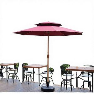 Modern Square Outdoor Iron Cantilever <b>Patio</b> Umbrella with Center-Pole for Restaurants Parks & Gardens-Custom Logo Option - Product Image 5