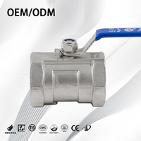 Vanne à bille manuelle en acier inoxydable 304/316, 1 pièce, filetage NPT, joint PTFE, vanne à bille industrielle monobloc pour eau, huile, gaz