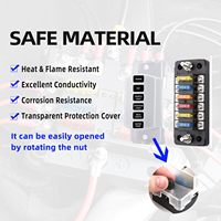 Boîtier à fusibles 12V 6 voies, bloc de fusibles 12 volts ATO/ATC avec voyant LED, bus négatif étanche pour applications marines, automobiles, bateaux et voitures