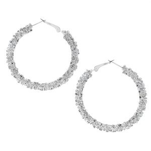 Orecchini a Cerchio in Oro Bianco E4159 con Cristalli e Strass, Gioielli Trendy da Festa per Donne - Product Image 1