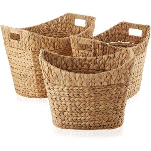Handwoven Farmhouse Water Hyacinth <b>Foldable</b> Storage <b>Basket</b> Eco-Friendly Bohemian Style Clothing Storage Multifunction - Product Image 2