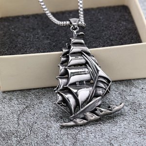 Collar Unisex con Colgante de Velero de Acero Inoxidable, Amuleto Temático, Regalo, Joyería, Accesorio de Moda - Product Image 3