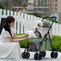 Poussette pour animaux de compagnie en métal à double couche, 4 roues, légère, pliable, détachable, portable, toutes saisons, réglable, imperméable, capacité de 25 kg