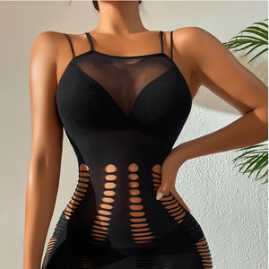 ชุดเดรสสีพื้นแบบลำลองผ้าลูกไม้ตาข่ายเว้าแหวกเซ็กซี่สไตล์ยูนิฟอร์มคอลเลคชั่นใหม่รับซัมเมอร์ - Product Image 3