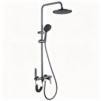 Ensemble de douche noir en laiton massif avec pommeau de pluie, douchette à main et douchette bidet pour salle de bain domestique