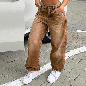 Groothandel Hoge Taille Y 2K Hoge Taille Denim Cargo Broek Custom Losse Pasvorm Baggy <span class=keywords><strong>Jeans</strong></span> Rechte Broek Voor Dames <span class=keywords><strong>Jeans</strong></span> - Product Image 5