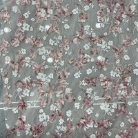 Vente directe d'usine, tissu brodé en brocart coloré avec des papillons, des fleurs et des branches de prune, en tricot doux floqué, 100% acrylique pour filles