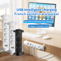 B2703 Norme Française 90 °   Multiprise murale rotative avec indicateur lumineux USB et station de charge multi-prises