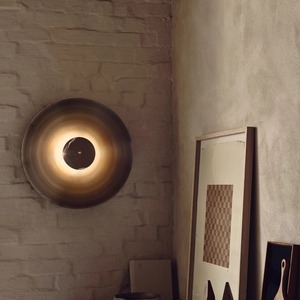 Lámpara de pared redonda moderna de mármol y bronce, fuente de luz LED de 60 cm de diámetro para sala de estar, dormitorio, estudio, sala de exposiciones - Product Image 2