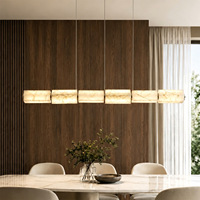 Suspension de restaurant en marbre naturel espagnol, luminaire linéaire de luxe minimaliste italien haut de gamme pour salle de thé et îlot de cuisine