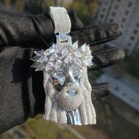 Collar Personalizado con Colgante de Jesús Estilo Hip Hop, con Circonitas en Forma de Pera, Chapado en Oro de 18k, Joyería de Moda para Hombre
