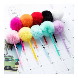 Stylos Pompon Amusants et Mignons en Plastique Durable - Cadeaux Nouveauté Personnalisés pour l'École et le Bureau - Disponibles en Gros - Product Image 1