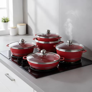 Moderno y Elegante Juego de 10 Piezas de Ollas de Sopa de Aluminio Fundido Antiadherente con Diseño de Mármol Sostenible y Material de Granito de Piedra Maifan - Product Image 5