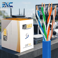 Kabel LAN Cat5e FTP 305m 23AWG Tembaga Murni Indoor Outdoor Kecepatan Tinggi OEM Mendukung Produsen