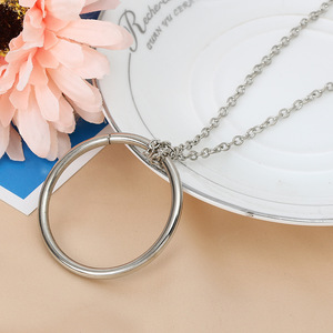 Tomorrow <b>Circle</b> Necklace Silver <b>Ring</b> Chain Pendant Fashion Jewelry For Women Gift - Product Image 1