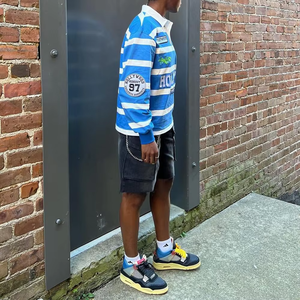 Camiseta Polo bordada personalizada para hombre de alta calidad de gran tamaño de manga larga a rayas con capucha <span class=keywords><strong>Big</strong></span> <span class=keywords><strong>Pony</strong></span> Design Camisa Masculina Gola - Product Image 3