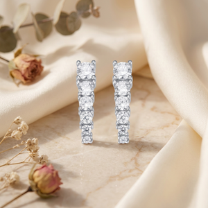 Boucles d'oreilles tendance en argent sterling Karats pour femme, avec perles d'eau douce et moissanite, serties en clos, 2,5g, design géométrique, à crochet - Product Image 3