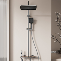 Ensemble de douche numérique chaud et froid en aluminium avec affichage, pommeau de pluie, douchette à main, lumière d'ambiance et pistolet de pulvérisation – Vente en gros directe usine