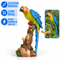 Figurine de perroquet en résine personnalisée, statue d'oiseau tropical peinte à la main en polyrésine, décoration de jardin et de maison sur le thème de la jungle, figurine de collection de la faune.