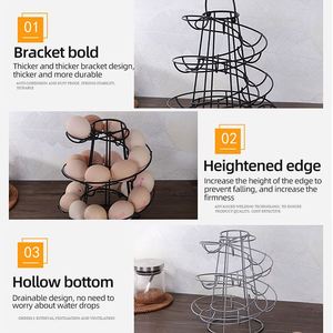 Custom Chicken Metal <b>Wire</b> Dispenser <b>Rack</b> Spiral Design Egg Storage Display Holder Basket for Countertop Kitchen - Product Image 6
