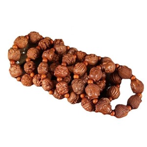 Pulsera de cuentas budistas de madera de melocotón con tallado de 18 rostros de Arhats, joyería de regalo para hombre - Product Image 5