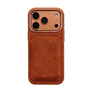Étui de téléphone portefeuille élégant en Alcantara, doux pour la peau, antidérapant, sûr pour <span class=keywords><strong>Apple</strong></span>, avec porte-cartes <span class=keywords><strong>Mag</strong></span> - Product Image 1