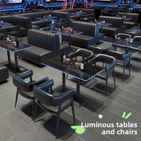 Ensemble table et chaises de salle à manger en bois massif, design moderne, pour usage commercial, idéal pour bars, salles de danse, KTV et restaurants.