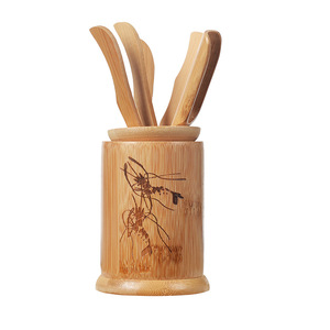 Juego de Seis Accesorios para la Ceremonia del Té de Bambú, Cilindro con Tapa, Ecológico, para el Té de la Tarde - Product Image 5