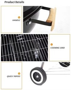 Parrilla de carbón para barbacoa de <span class=keywords><strong>18</strong></span> pulgadas con mango de madera de 3/4 patas para patio al aire libre, Picnic, Camping, barbacoa, hervidor de agua - Product Image 6