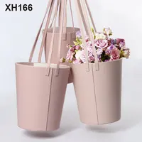 Kotak Hadiah Buket, Buket Kulit Portabel Buket Kotak Kemasan Bunga Bulat