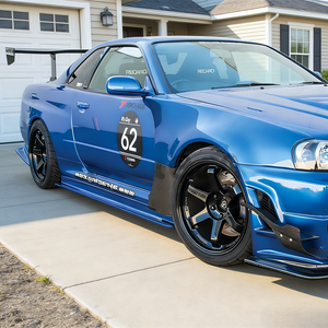 Faldones laterales negros estilo Kagotani para Nissan Skyline R34 GTR de fibra de vidrio - Product Image 2