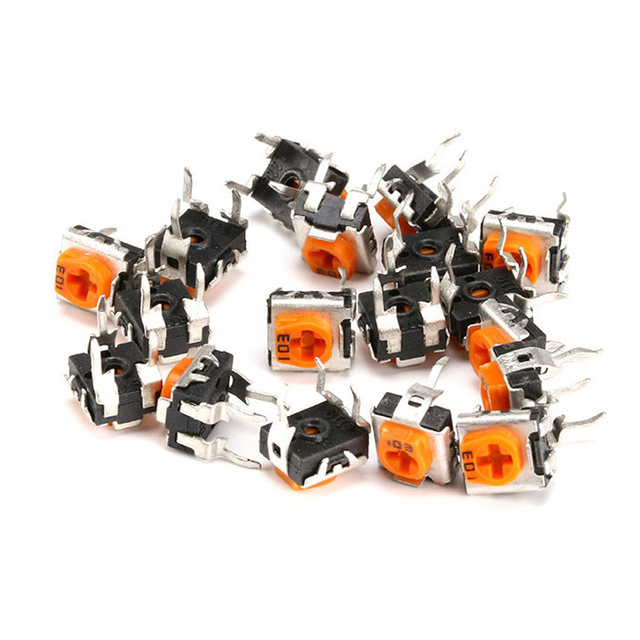 DB-066N 3 Pins 6MM Trimmer Potentiometer with Yellow Plastic Molded Spindles Preset Potentiometer