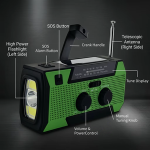 Radio d'urgence OEM personnalisée 5000 mAh, radio solaire à manivelle AM/FM avec lampe de lecture, vente directe usine pour détaillants d'extérieur - Product Image 3