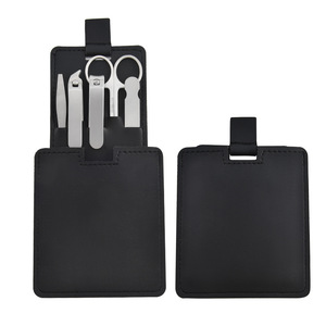 Set de Manicura y Pedicura Portátil de Acero Inoxidable, Estilo Tarjeta de Crédito, con Estuche de PU para Viaje - Product Image 1
