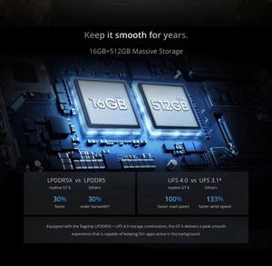 แบตเตอรี่ชาร์จ CPU แปดคอร์สมาร์ทโฟนดีไซน์แบบบาร์8S Gen 3 GT <span class=keywords><strong>6</strong></span> <span class=keywords><strong>5g</strong></span> - Product Image 3