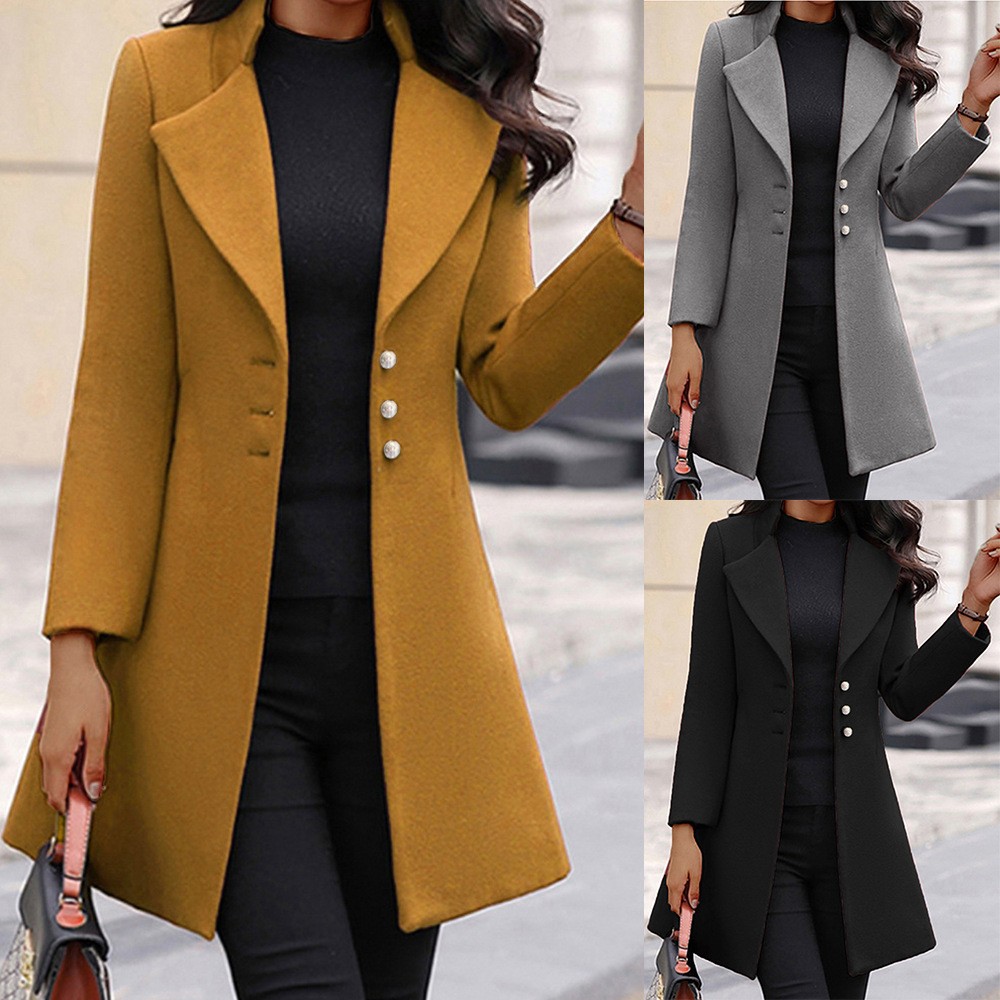 SM1042 Custom LOGO Mid-Length Korean Version Wool Lapel Thin