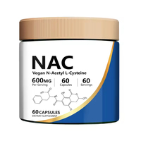 Capsules de NAC N-Acétyl-L-Cystéine 600mg en marque privée OEM |   Soutien Antioxydant |   Santé des cheveux et des ongles |   60 unités