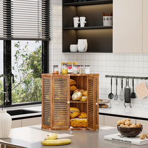 Boîte à pain en bois Smart Enjoyment à double étage, étagère d'angle pour comptoir de cuisine, pour collations et desserts - Product Image 1