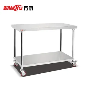 Restaurant Kitchen Equipment 2 Tiers Work Bench Factory Australia Stainless Steel 304 Assembly Chef Work Table With Under Shelf