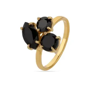 Bague en pierre précieuse naturelle Onyx noir, magnifique anneau