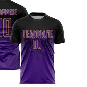 Camiseta de Fútbol Negra con Estampado Degradado, Manga Corta, Transpirable, Absorbe la Humedad, Ligera, Ropa Deportiva de Verano para Entrenamiento - Product Image 2
