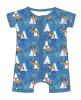 Combinaison à manches courtes zippée pour nouveau-né, motif de Noël personnalisé, de haute qualité, pour tout-petits, motif de fête, une pièce, en bambou