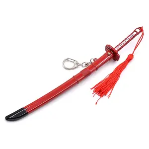 1:6 equal scale reduction Restore Akame ga KILL-WHITE FOX murasame Mini metal crafts Sword Key chain Gift Red katana decoration