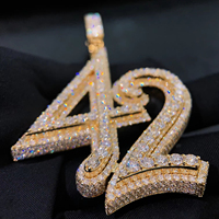 Bijoux pour homme, ensemble de bijoux DIY en or massif 10 carats pour homme avec pendentif numéro et chaîne cubaine, diamants de laboratoire certifiés IGI